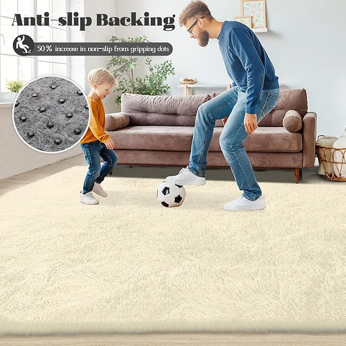 2x6 Runner Rug for Bedroom: Fluffy Shag Soft Washable Rugs Small Fuzzy Plush - Image 7