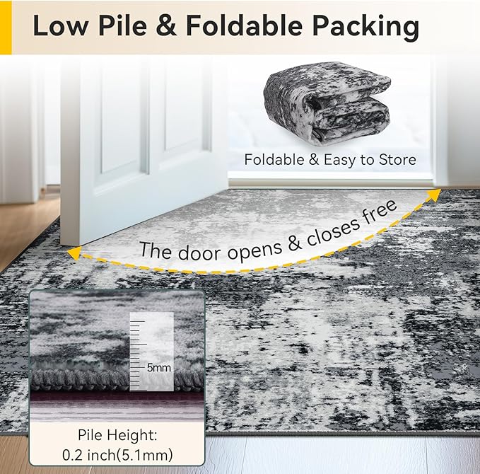Washable Area Rugs 7x10 Non-Slip Modern Abstract Soft - Image 4