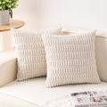Pack of 2 Corduroy Decorative Throw Pillow Covers 22x22 Inch Soft Striped by Unknown