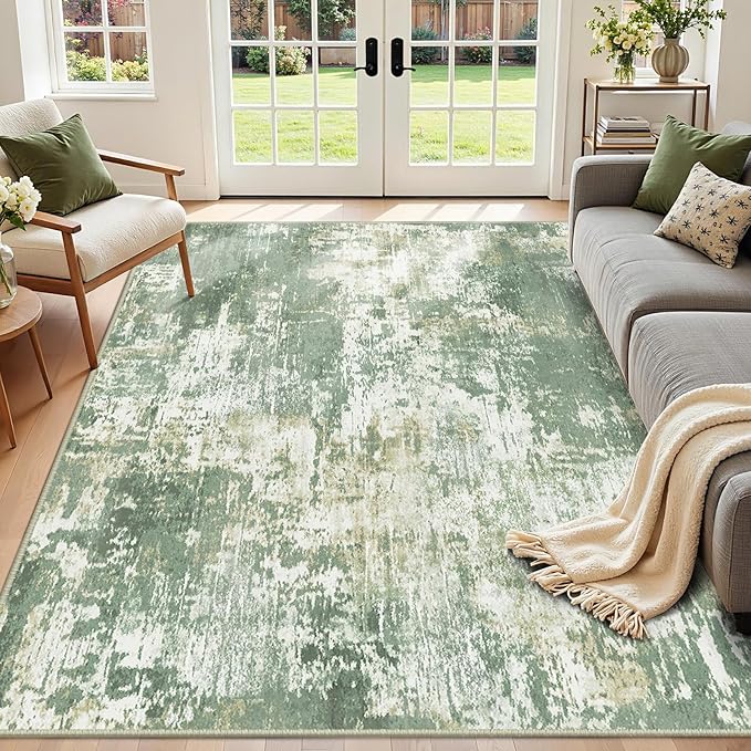 Washable Area Rugs 7'x9' Non-Slip Modern Abstract Soft by RELEANY