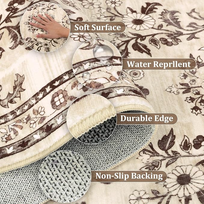 Yamaziot Washable Runner Rug 2x8 – Non Slip Boho Floral Hallway Runner Rug - Image 4