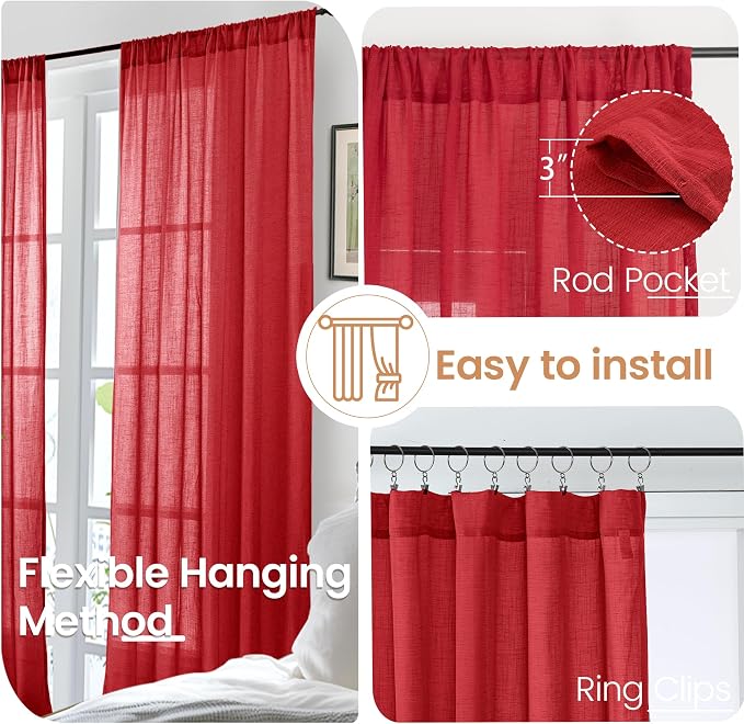 BGment 96 Inches Long Linen Curtains - Image 6