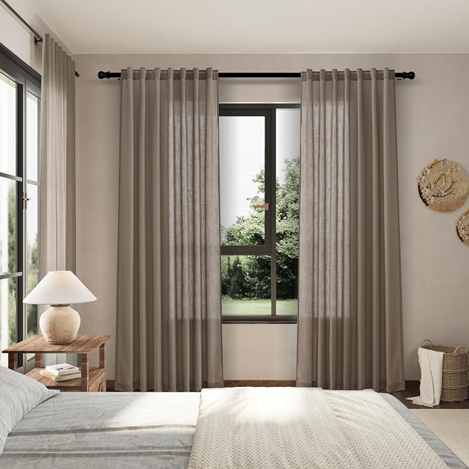 Dark Taupe Linen 102 Inch Long Curtains - Image 8