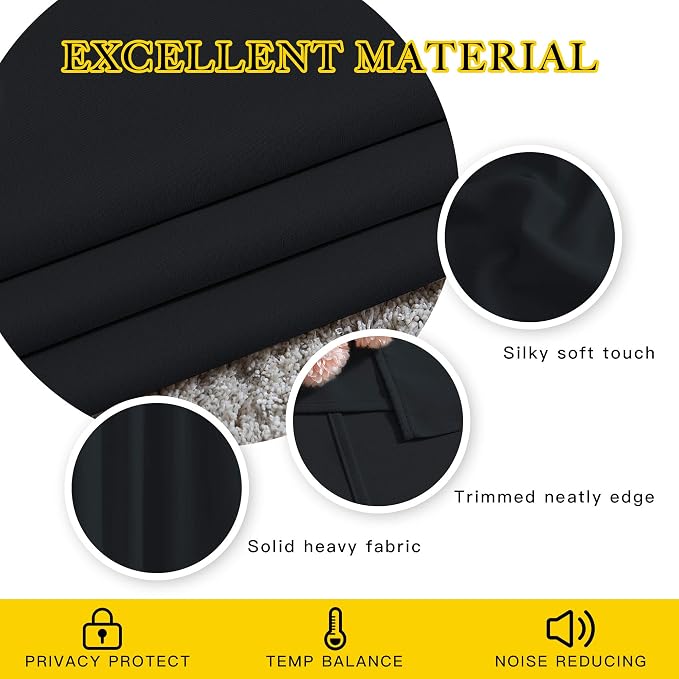 NICETOWN Black Out Cafe Curtains 48 inch Long 2 Panels Burg - Image 4