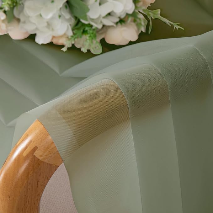 Chyhomenyc Sage Green Sheer Curtains 36 Inch Length, Short Voile Sheer Window - Image 9