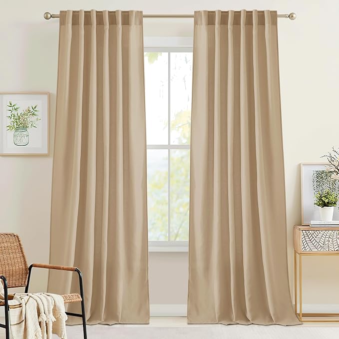 RYB HOME Linen Sheer Curtains for Living Room Bedroom, Back Tab 108 inches by RYBHOME