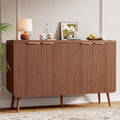Sideboard Buffet Cabinet with Storage, 4 Doors Wood Entryway Cabinet, Modern Accent Cabinet with Solid Wood Feet & Adjustable Shelves, Multifunctional Console Table for Living Room, Kitchen, Hallway