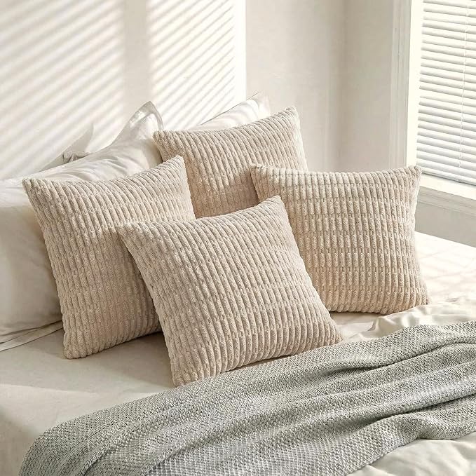 Fancy Homi 4 Packs Beige Decorative Throw Pillow Covers 20x20 Inch - Image 8