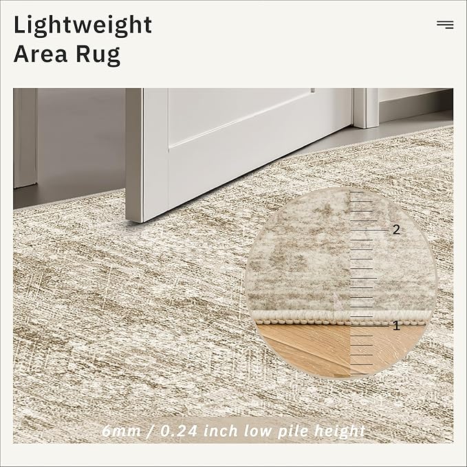 2x3 Washable Rugs for Kitchen, Powder Room Small Area Rug Non-Slip Vintage Low - Image 7