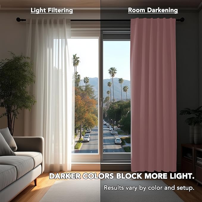 Deconovo Blackout Curtains, Thermal Insulated, W52 x L108 2 Panels, Back Tab - Image 3