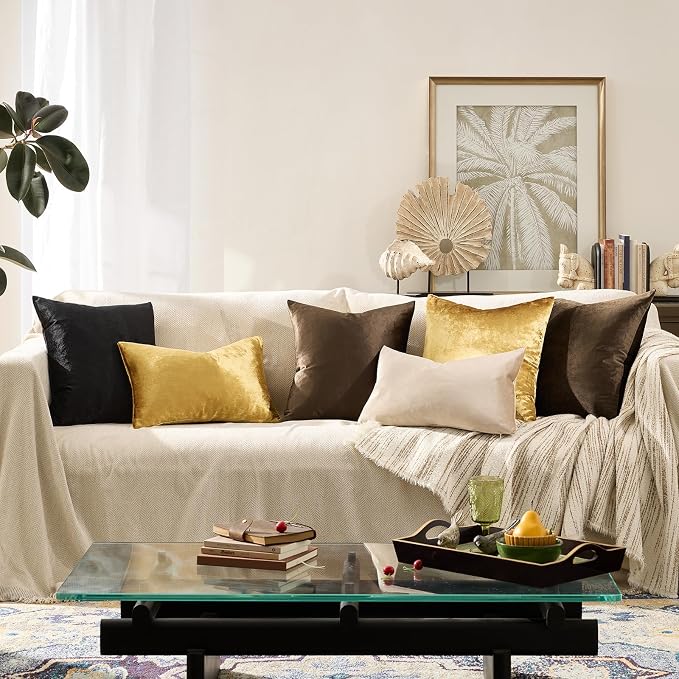 GIGIZAZA Brown Velvet Pillow Covers 18x18, Square Solid Throw Pillow Covers - Image 7