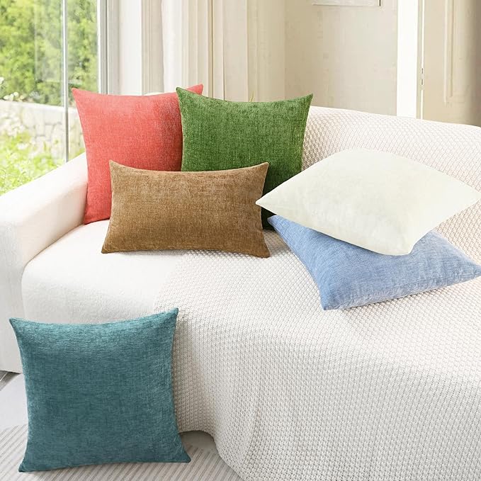 CaliTime Throw Pillow Covers Decorative 18 X 18 Inches Pack of 4 Cozy Chenille - Image 4