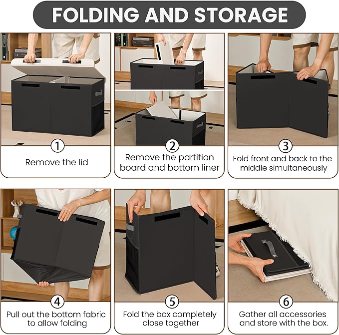 80L Large Toy Storage Box with Lid, Large Toy Box Chest for Kids, Girls and Boys, Nursery Room and Living Room, 26"x13" x16" (black-bear)