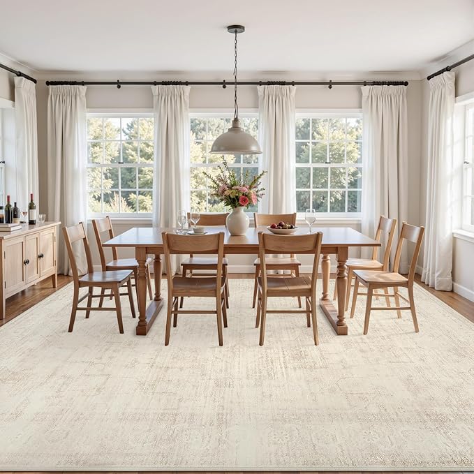5x7 Area Rugs for Living Room: Vintage Boho Neutral Washable Rug Indoor Soft - Image 9
