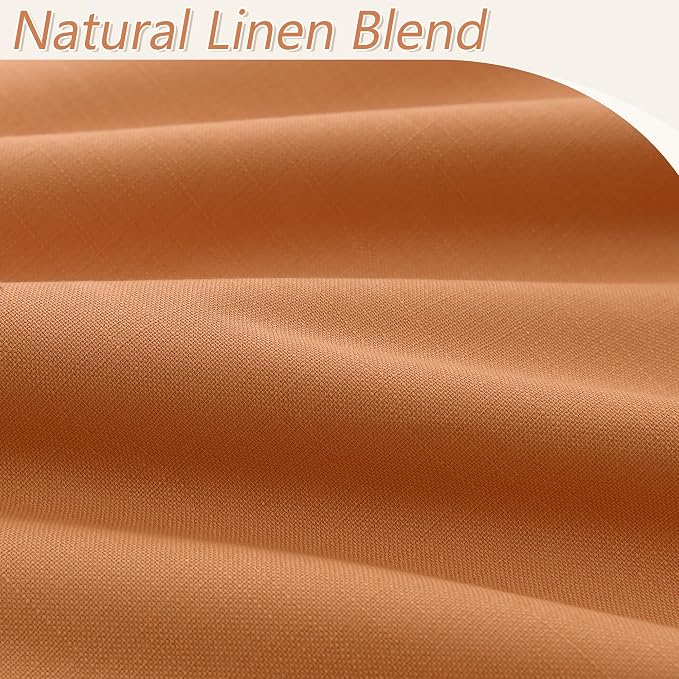 Guken Orange 100% Blackout Linen Curtains 84 Inch Length 2 Panels Set - Image 5