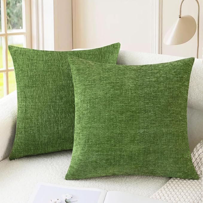 CaliTime Throw Pillow Covers Decorative 18 X 18 Inches Pack of 2 Cozy Chenille by CaliTime