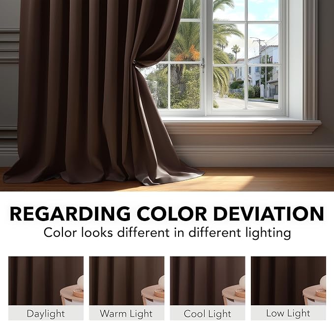 Deconovo Blackout Curtains, Thermal Insulated, W52 x L72 2 Panels, Back Tab - Image 6
