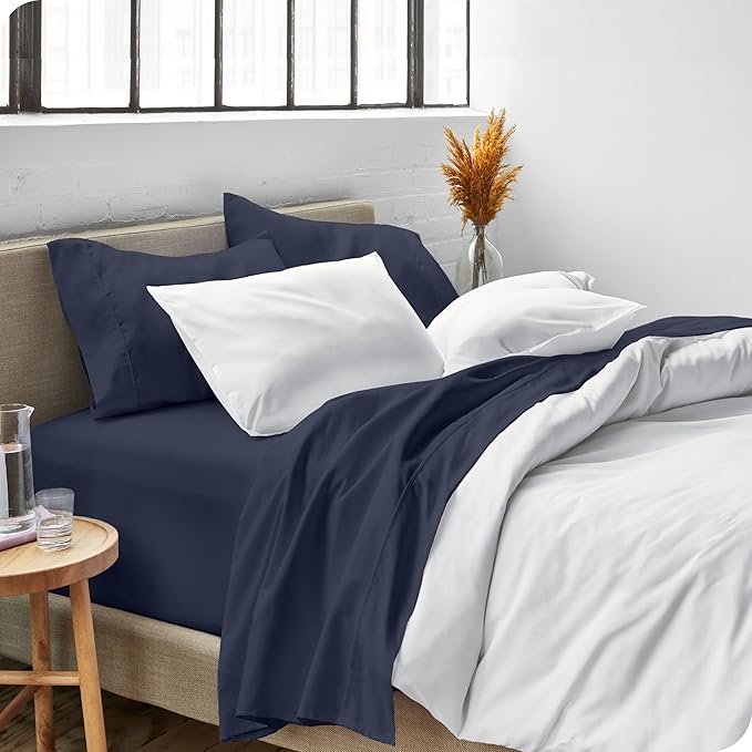 Bare Home Full Sheet Set - Luxury 1800 Ultra-Soft Microfiber Full Bed Sheets - Double Brushed - Deep Pockets - Easy Fit - 4 Piece Set - Bedding Sheets & Pillowcases (Full, Midnight Blue)