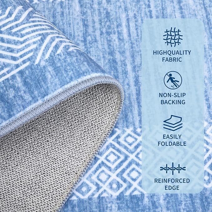 GarveeHome 2.5x8 Modern Bordered Runner Rug Soft Non Slip Washable Floor Carpet - Image 4