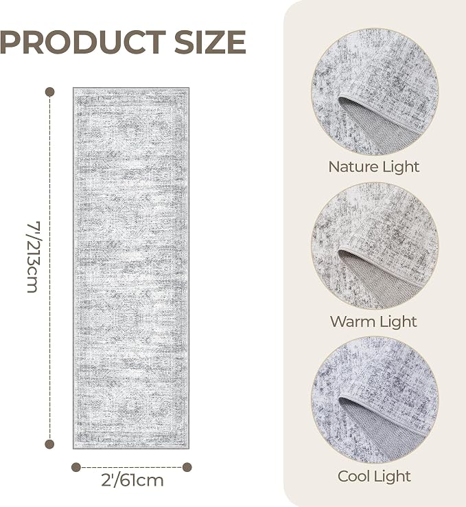 2x7 Runner Rug Non Slip, Thin Entryway Washable Rug - Image 2
