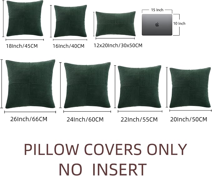 Fancy Homi Set of 2 Dark Green Samll Decorative Throw Pillow Covers 14x14 Inch - Image 6