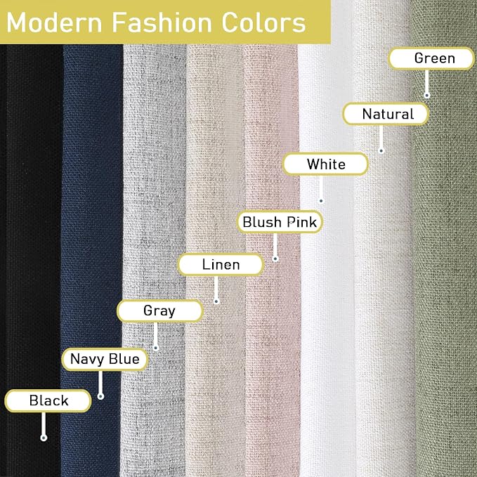 Linen Valances for Windows, Light Filtering Faux Linen Textured Small Short - Image 9