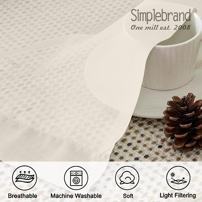 Simplebrand Cream Sheer Curtains 84 Inches Long 2 Panels, Light Filtering Rod - Image 4