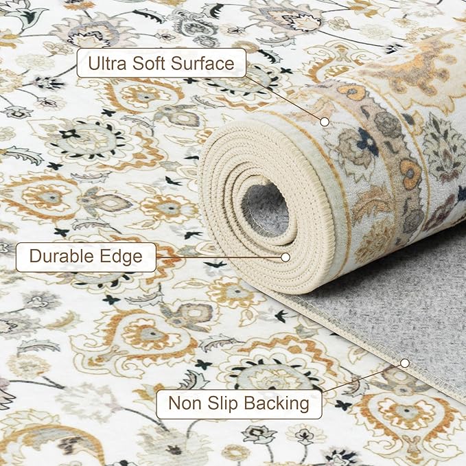Area Rugs 9x12 Living Room Rug: Washable Rug Soft Vintage Boho Carpet Indoor - Image 7