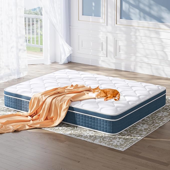 Twin XL Mattress, 10 Inch Hybrid Mattress Twin XL with Individual Pocket Springs and Pressure-Relieving Memory Foam, Breathable, Medium Firm Mattress in a Box 80"x39"x10"