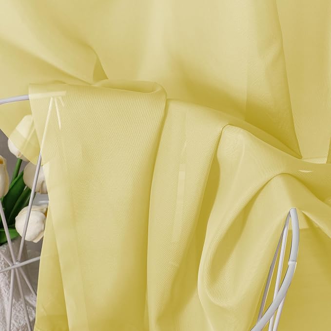 Aiyufeng Yellow Sheer Curtains 54 Inch Length 2 Panels Set, Light Filtering - Image 7