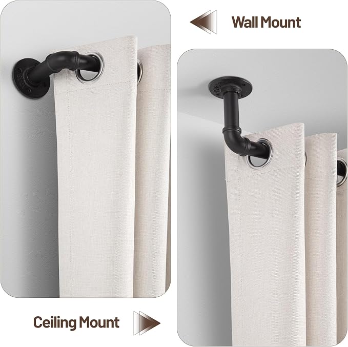 Zeerobee Curtain Rods for Windows 144 to 168, 1 Inch Industrial Wrap Around - Image 5