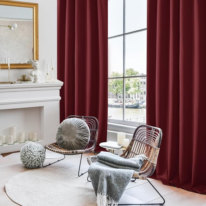 Deconovo Blackout Curtains, Thermal Insulated, W42 x L84 2 Panels, Back Tab - Image 4