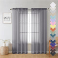 Lecloud Charcoal Grey Sheer Curtain Panels 72 Inch Length, Light Filtering by Lecloud