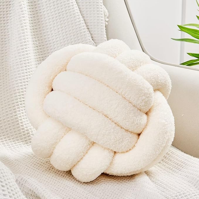 Uvvyui Knot Pillow Ball, Soft Home Decorative Round Throw Pillow, Handmade by Uvvyui