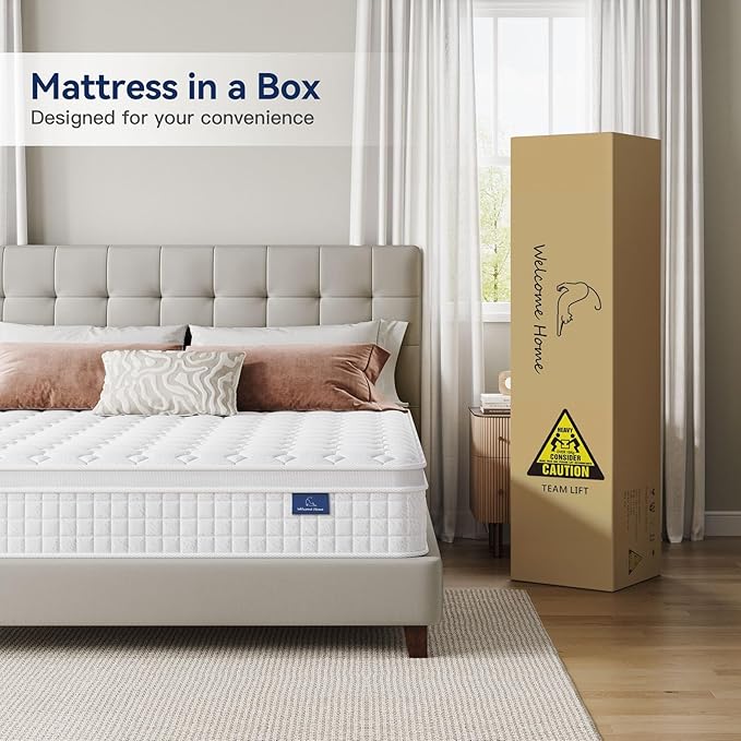 Vesgantti 10 Inch Twin XL Multilayer Hybrid Mattress - Multiple Sizes & Styles Available, Ergonomic Design with Memory Foam and Pocket Spring, Medium Firm Feel, White