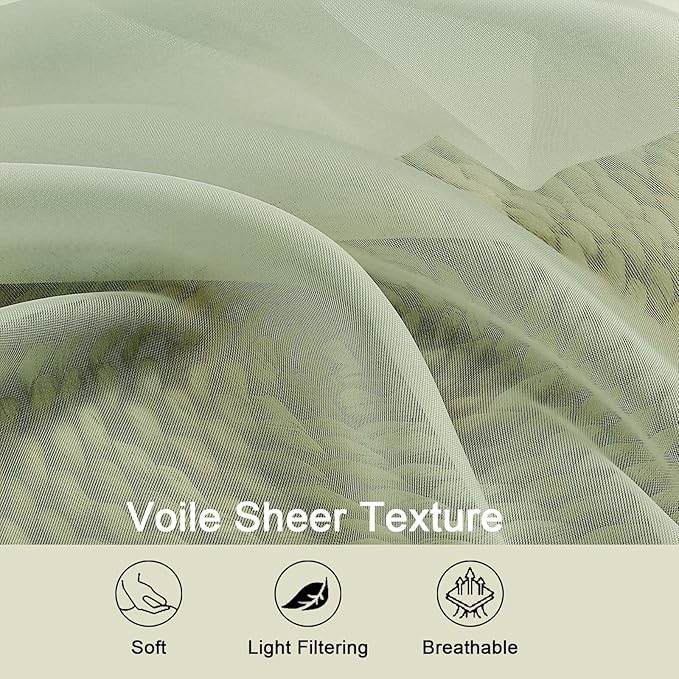 Cafe Curtains 36 Inch Length Tier 2 Pieces, Modern Soft Airy Sheer Kitchen - Image 3