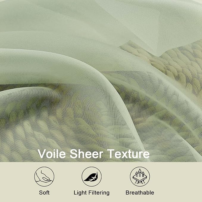 Extra Long Sheer Light Green Curtains - Image 3