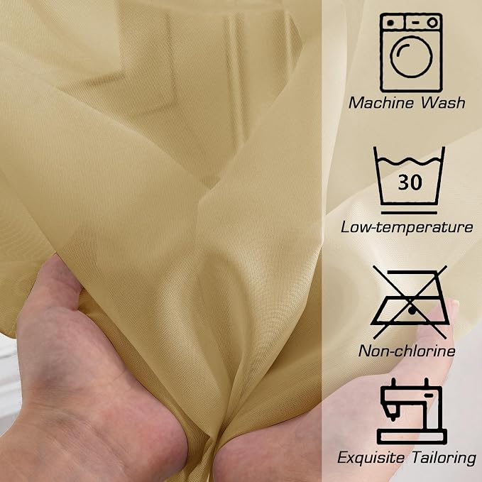 Simplebrand Gold Sheer Tier Curtains - Image 7