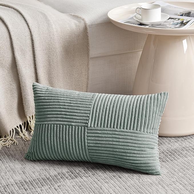 Fancy Homi 2 Packs Grey Blue Lumbar Decorative Throw Pillow Covers 16x32 Inch - Image 2