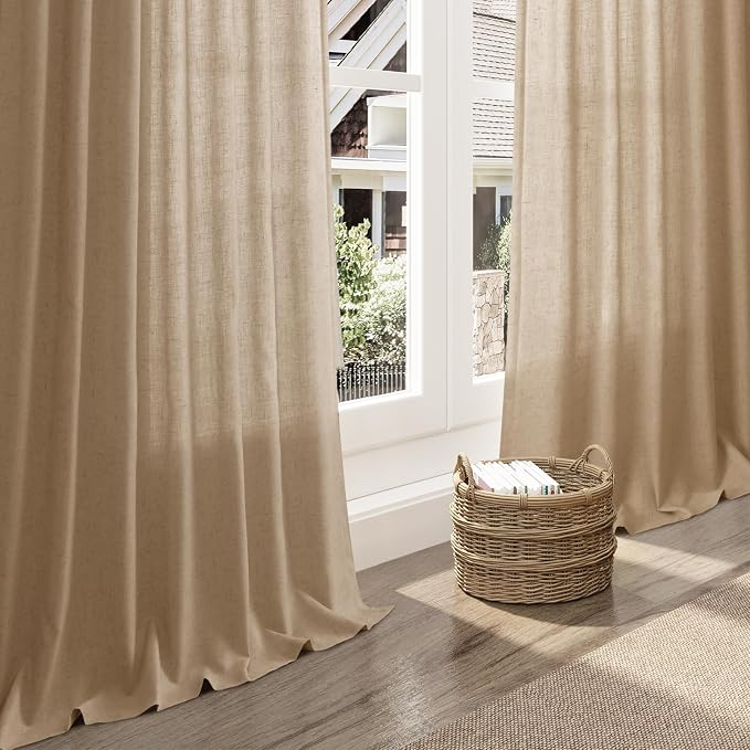 Sand Beige Linen Curtains 80 Inch Length - Image 5