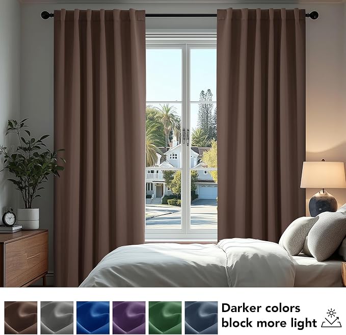 Deconovo Blackout Curtains, Thermal Insulated, W42 x L95 2 Panels, Back Tab - Image 4