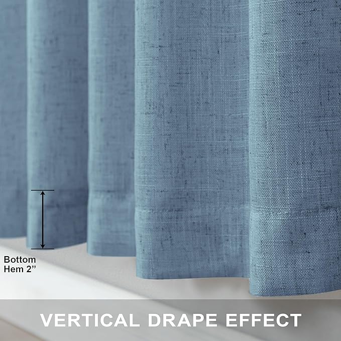 Blue Linen Curtains 84 Inch Length - Image 5