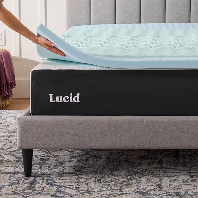 LUCID Gel Infused Memory Foam Mattress Topper – 2 Inch Mattress Topper – 5 Comfort Zones Relieve Pressure – CertiPUR-US Certified Foam - King