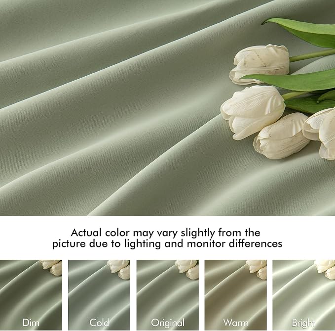 MIULEE Back Tab Sage Green Curtains 102 Inch Long 2 Panels Set - Image 8