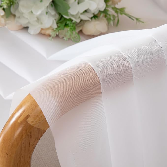 Chyhomenyc White Sheer Curtains 30 inch Length 2 Panels, Light Filtering Voile - Image 4