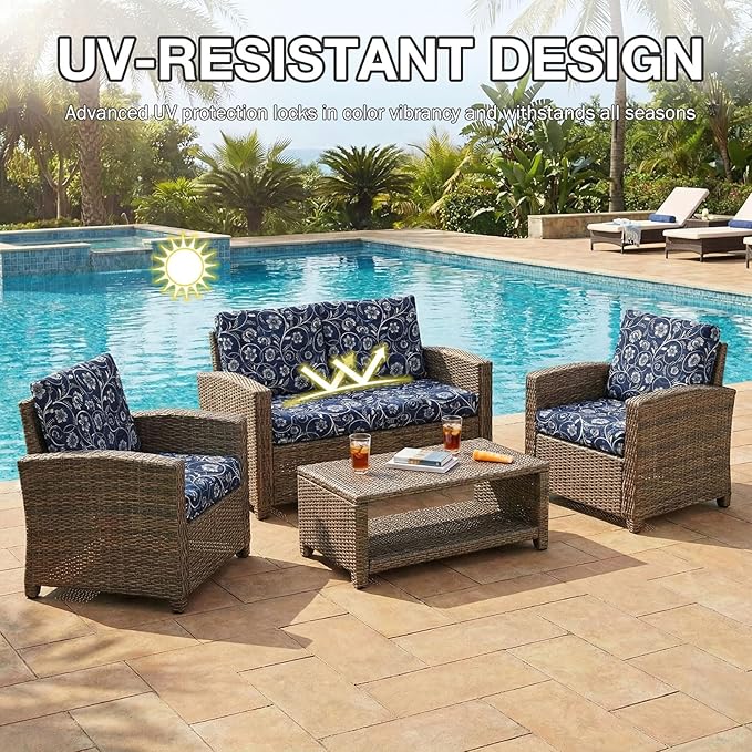hyha 8Pcs Patio Cushion Covers, Stretch Outdoor Couch Cushion Covers Replacement - Image 6