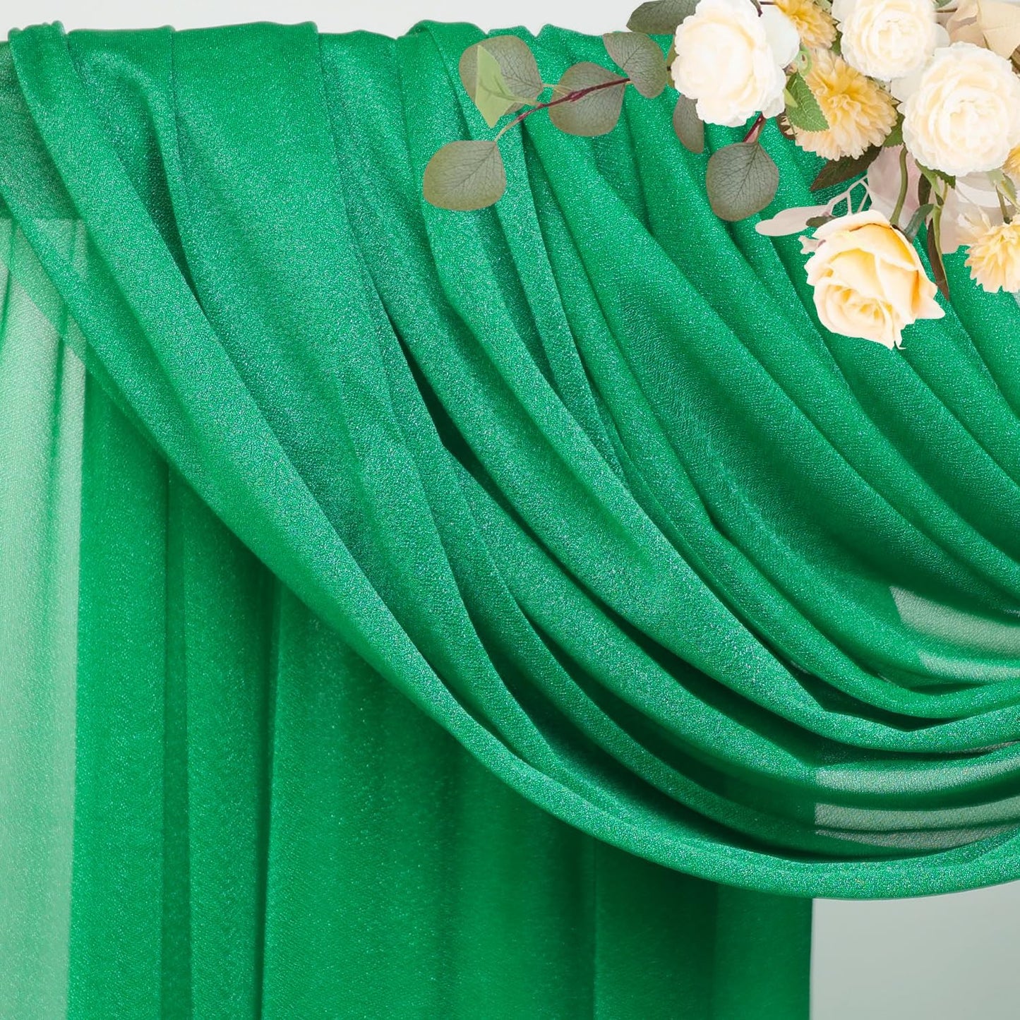 Wokceer Wedding Arch Draping Fabric 28.7" x 20FT Emerald Green Drapes Sheer Backdrop Arch Draping Fabric for Wedding Ceremony Birthday Party Bridal Shower Decoration