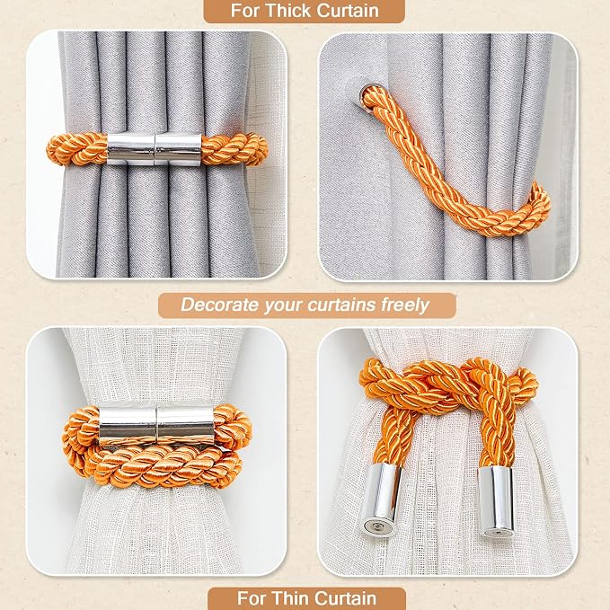 NICEEC 6 Pack Strong Magnetic Curtain Tiebacks Modern Simple Style Drape Tie - Image 6
