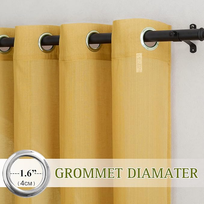 NICETOWN Linen Sheer Curtains 72 inch Length 2 Panels, Grommet Linen Blend - Image 2