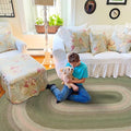Homespice Grassland Green Oval Rugs 6x9' – Rustic Jute Oval Area Rugs for Bedroom and Living Room for Country Decor